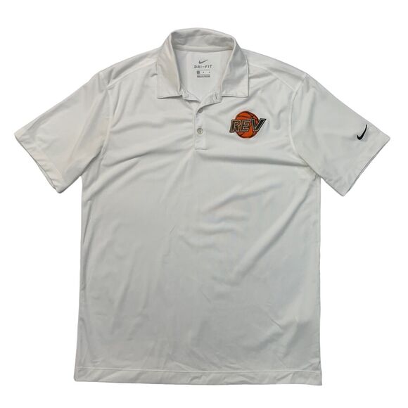 Nike REV Basketball Polo Shirt Mens M Medium White Performance Dri Fit Golf - Picture 1 of 13